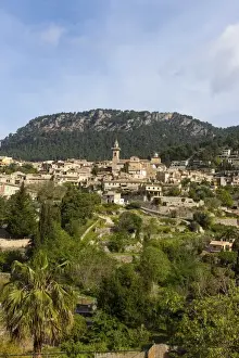 Majorcan Prints: View of the old town of Valldemossa with the parish church of Sant Bartomeu