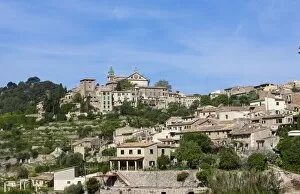 View the old town of Valldemossa, Serra de Tramuntana, Northwestern Coast, Mallorca, Majorca, Balearic Islands, Spain