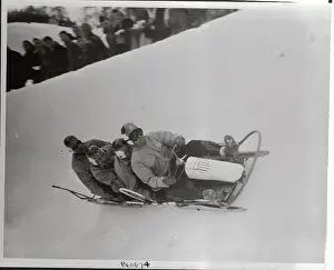View of US Olympic Bobsled Team During Run