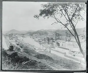View of the Panama Canal Under Construction