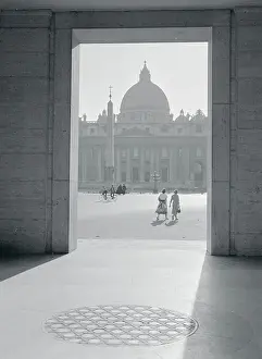 Peters Square Prints: View of Pedestrians Walking Across Saint Peter Square