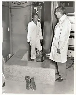 Lemont Prints: View of Person Being Tested for Radiation