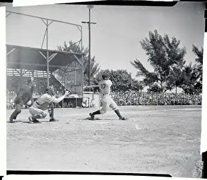Side View of Phil Rizzuto Striking Out
