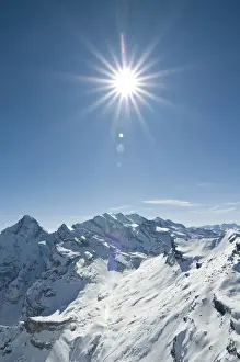 Wintertime Prints: View from Piz Gloria, Mt. Schilthorn, Muerren, Canton Bern, Switzerland, Europe