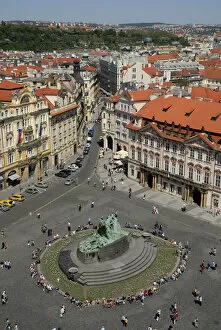 Aerial Collection: View from Prague City Hall over the Old Town Square, Prague, Czech Republic, Europe