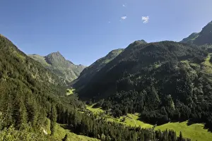 Niedere Tauern Prints: View of the Riesachtal valley, Schladminger Tauern mountain range, Styria, Austria, Europe