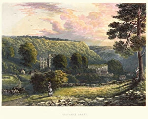 Images Dated 26th July 2017: View of Rievaulx Abbey, 19th Century