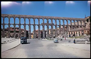 Segovia Prints: View of Roman Aqueduct in Spain