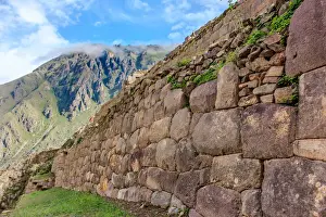 Urubamba Province Prints: View of ruins in Ollantaytambo, Peru