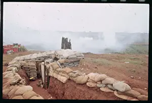 View of Sand-Bagged Trench in South Vietnam
