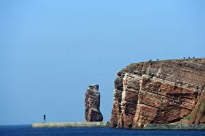 View from the sea on the Lange Anna rock, Helgoland, Schleswig-Holstein, Germany, Europe, Europe