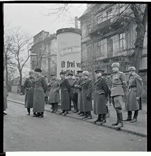 Dresden Prints: View of Soldiers Lined up in Street