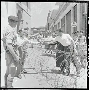 Nicosia Prints: View of Soldiers Near Barbed Wire Barricade