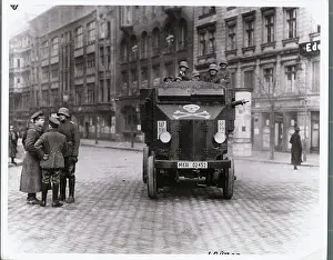 Tank Prints: View of Soldiers Standing in Street Near Tank