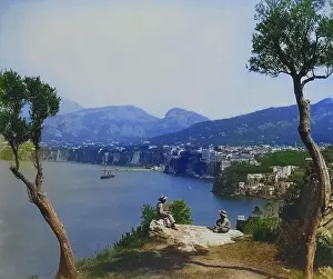 Coasts Prints: View of Sorrento, Sorrento, from west over the bay of the Mediterranean Sea