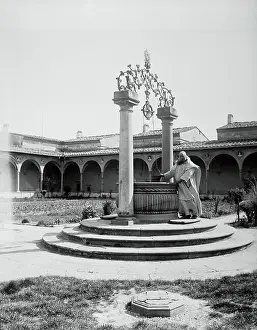 Florence Prints: View of Statue on Water Refreshing Site