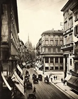 Milan Prints: View of Street in Milan