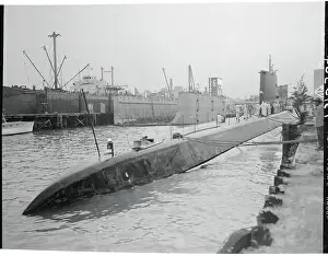 Miami Prints: View of Submarine Partially Submerged in Waters