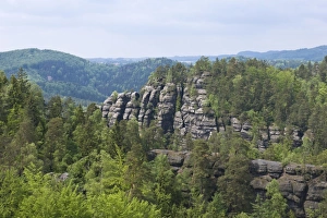 Saxon Gallery: View from the Teichstein on Mt. Kanstein, Saxon Switzerland, Elbsandsteingebirge Elbe Sandstone Mountains