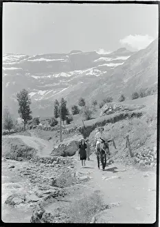 Pyrenees Prints: View of Tourists in Mountains