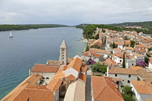 Images Dated 5th August 2014: View from the tower of St Marys Cathedral of the historic centre, Rab Town, Rab