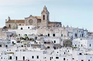 Images Dated 30th May 2014: View of the town with the cathedral, Ostuni, Apulia, Italy