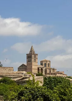 View of the town with the Church Nuestra Senyora de los Angeles, Sineu, Majorca, Balearic Islands, Spain