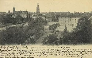 City Portrait Collection: View from the town hall, Hannover, Lower Saxony, Germany, postcard with text, view around ca 1910