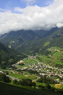 Pass Prints: View over the town of Orsieres from the ascent to the Great St