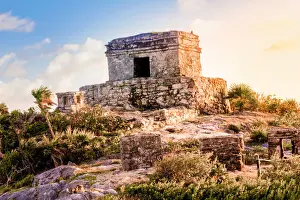 View of Tulum beach, God of Winds Temple, Mexico