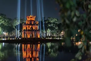 Urban Prints: View of the Turtle Tower, a small tower in the middle of Sword Lake