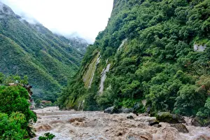 Urubamba Prints: View of Urubamba river, in Aguas Calientes, near Machu Picchi, Peru