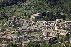 Harry Laub Travel Photography Gallery: View on Valldemossa with Carthusian monastery Sa Cartoixa, behind Palma de Majorca