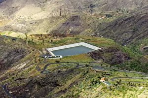 Images Dated 24th February 2013: View of the valley with a reservoir, Alojera, La Gomera, Canary Islands, Spain