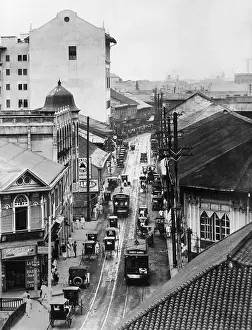 Manila Prints: View of Vehicles and Pedestrians on Street
