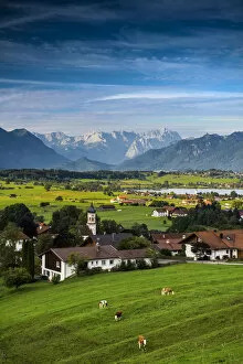 Images Dated 18th August 2014: View of the village of Aidling, Riegsee Lake, Upper Bavaria, Bavaria, Germany