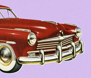Vintage Car Illustrations Gallery: Front View of Vintage Red Car