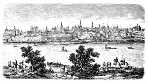 Images Dated 14th February 2018: View Of Warsaw Across river Vistula, 17th century