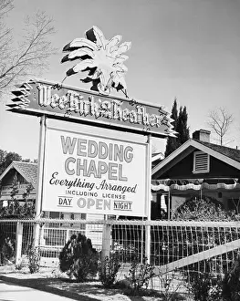 Chapel Prints: View Of Wedding Chapel Sign With Neon