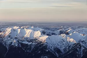 View from Zugspitze Mountain over the Ammergau Alps or the Ammer Mountains