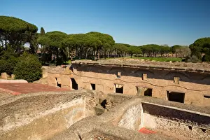 Ruined City Prints: A viewpoint over the ruins of the Ancient Roman harbour city of Ostia Antica in Rome