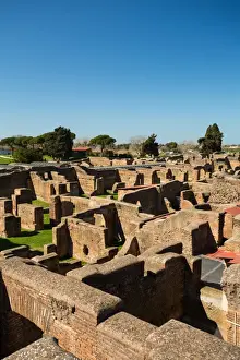 Ruined City Prints: A viewpoint over the ruins of the Ancient Roman harbour city of Ostia Antica in Rome