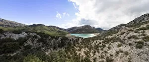 Views of the Serra de Tramuntana, mountain range and the Gorg Blau reservoir, Escorca, Son Torella, Majorca