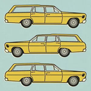 Images Dated 6th June 2013: Three Views of a Yellow Station Wagon