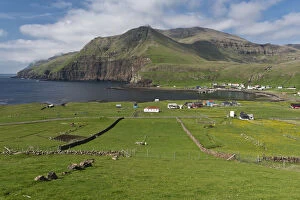 Images Dated 9th June 2013: The village of Famjin, west coast of Suouroy, Faroe Islands, Denmark