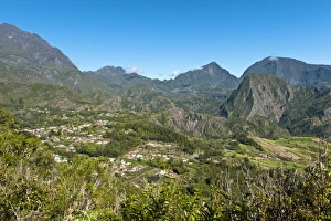 Village in the rugged mountain landscape, Cirque de Salazie, Hell-Bourg, La Reunion, Reunion, France Images Dated 30th September 2012: Village in the rugged mountain landscape, Cirque de Salazie, Hell-Bourg, La Reunion, Reunion, France