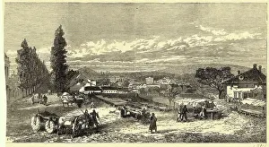Belgrade Prints: Village Scene with Skyline