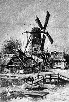 Images Dated 20th December 2017: Village with windmill - 1896
