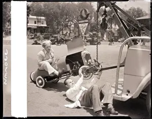 Towing Prints: Vince Barnett Being Towed in His Minicar