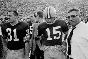 Quarterback Prints: Vince Lombardi with Jim Taylor and Bart Starr
